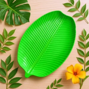 কলাপাতা ডিজাইন প্লেট | Green Banana Leaf Plate